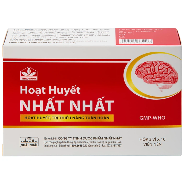 Thuốc Hoạt Huyết Nhất Nhất giúp hoạt huyết, trị thiếu năng tuần hoàn (3 vỉ x 10 viên)
