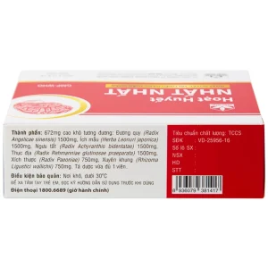 Thuốc Hoạt Huyết Nhất Nhất giúp hoạt huyết, trị thiếu năng tuần hoàn (3 vỉ x 10 viên)