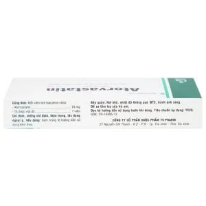 Thuốc Atorvastatin 10mg TV.Pharm điều trị tăng cholesterol toàn phần, LDL-cholesterol (3 vỉ x 10 viên)