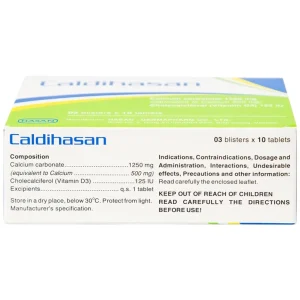 Thuốc Caldihasan Hasan phòng và điều trị thiếu hụt vitamin D, canxi (3 vỉ x 10 viên)