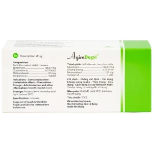 Thuốc Agimdogyl Agimexpharm điều trị nhiễm trùng răng miệng cấp tính, mạn tính (2 vỉ x 10 viên)