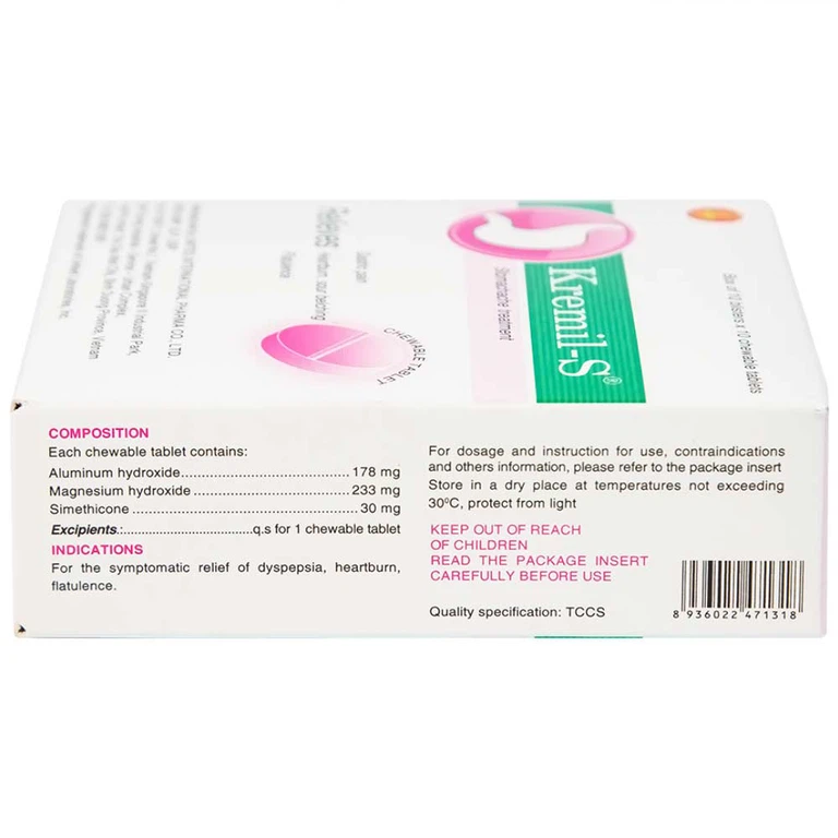 Viên nhai Kremil-S United điều trị đau dạ dày, giảm nóng rát dạ dày, ợ nóng, ợ chua (10 vỉ x 10 viên)
