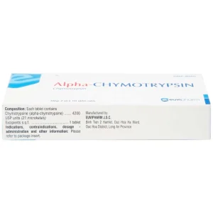 Thuốc Alpha-Chymotrypsin Euvipharm điều trị phù nề sau chấn thương, phẩu thuật, bỏng (2 vỉ x 10 viên)