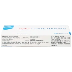 Thuốc Alpha-Chymotrypsin Euvipharm điều trị phù nề sau chấn thương, phẩu thuật, bỏng (2 vỉ x 10 viên)