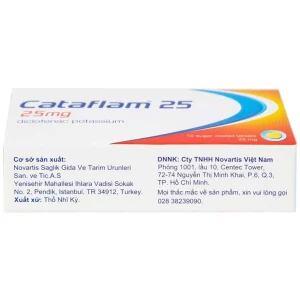 Thuốc Cataflam 25 Novartis điều trị đau sau chấn thương, viêm và sưng do bong gân (1 vỉ x 10 viên)