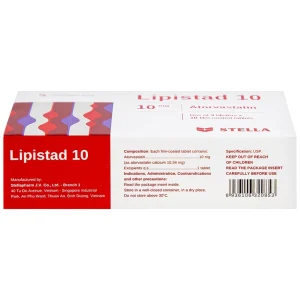 Viên nén Lipistad 10 Stella điều trị tăng cholesterol máu (3 vỉ x 10 viên)