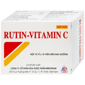 Thuốc Rutin-Vitamin C Mekophar hỗ trợ điều trị các hội chứng chảy máu, xơ cứng (10 vỉ x 10 viên)