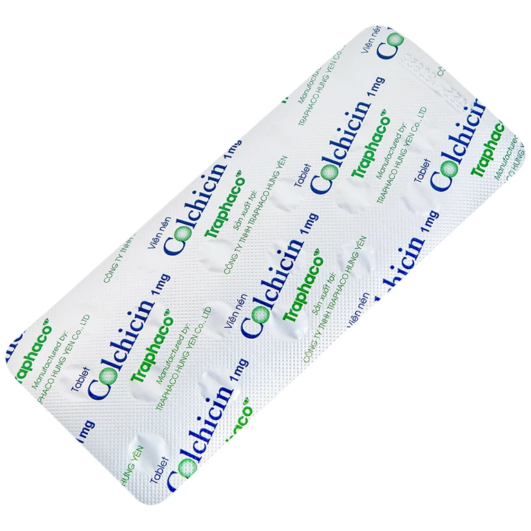 Thuốc Colchicin 1mg Traphaco phòng tái phát viêm khớp do gút và điều trị dài ngày bệnh gút (1 vỉ x 20 viên)