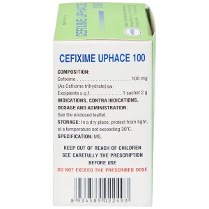 Bột pha hỗn dịch uống Cefixime Uphace 100mg điều trị nhiễm khuẩn (10 gói x 2g)