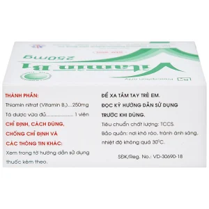 Thuốc Vitamin B1 250mg Mekophar điều trị tình trạng thiếu Vitamin B (10 vỉ x 10 viên)