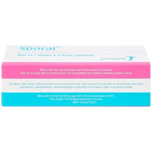 Thuốc Sporal Janssen điều trị các bệnh nấm phụ khoa, da, toàn thân (1 vỉ x 4 viên)