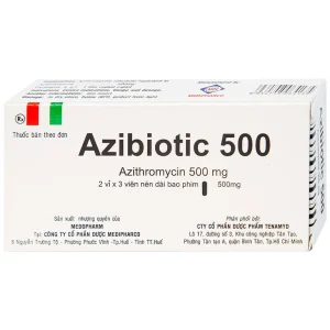 Thuốc Azibiotic 500 Medipharco điều trị nhiễm khuẩn (2 vỉ x 3 viên)