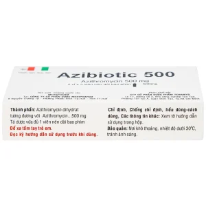 Thuốc Azibiotic 500 Medipharco điều trị nhiễm khuẩn (2 vỉ x 3 viên)