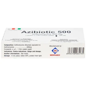 Thuốc Azibiotic 500 Medipharco điều trị nhiễm khuẩn (2 vỉ x 3 viên)