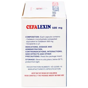 Thuốc Cefalexin 500mg Domesco điều trị nhiễm khuẩn (10 vỉ x 10 viên)