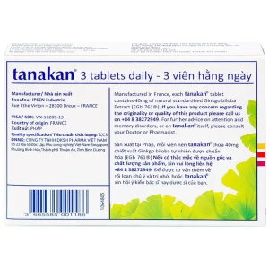 Thuốc Tanakan Ipsen điều trị triệu chứng rối loạn nhận thức ở người lớn tuổi (2 vỉ x 15 viên)
