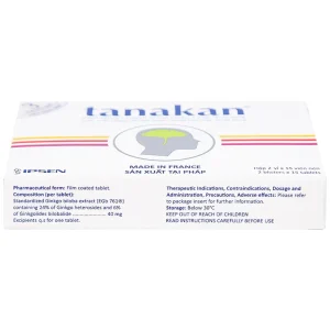 Thuốc Tanakan Ipsen điều trị triệu chứng rối loạn nhận thức ở người lớn tuổi (2 vỉ x 15 viên)