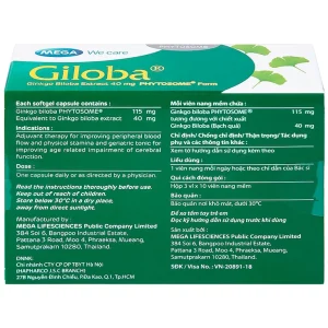Thuốc Giloba 40mg MEGA We care điều trị suy tuần hoàn não (3 vỉ x 10 viên)