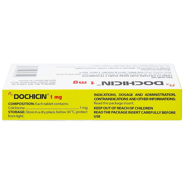 Thuốc Dochicin 1mg Domesco điều trị bệnh gút cấp tính (20 viên)
