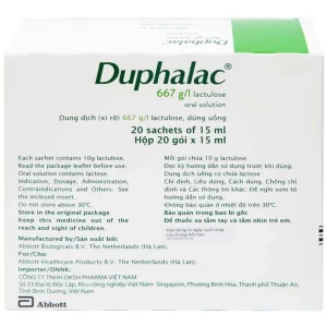 Duphalac (Lactulose) điều trị táo bón hiệu quả và tăng cường lợi khuẩn ruột (20 gói x 15ml)
