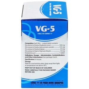 Thuốc VG-5 Danapha điều trị hạ men gan, viêm gan (40 viên)