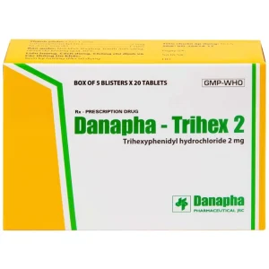 Thuốc Danapha - Trihex 2 điều trị hỗ trợ hội chứng Parkinson, giảm hội chứng ngoại tháp (5 vỉ x 20 viên)
