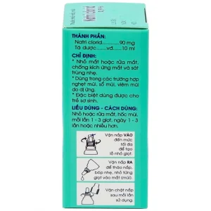 Thuốc nhỏ mắt, mũi Natri Clorid 0,9% Traphaco giảm nghẹt mũi, chảy mũi, viêm mũi dị ứng (10ml)