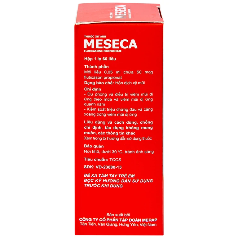Thuốc xịt mũi Meseca Merap điều trị và dự phòng viêm mũi dị ứng (60 liều)