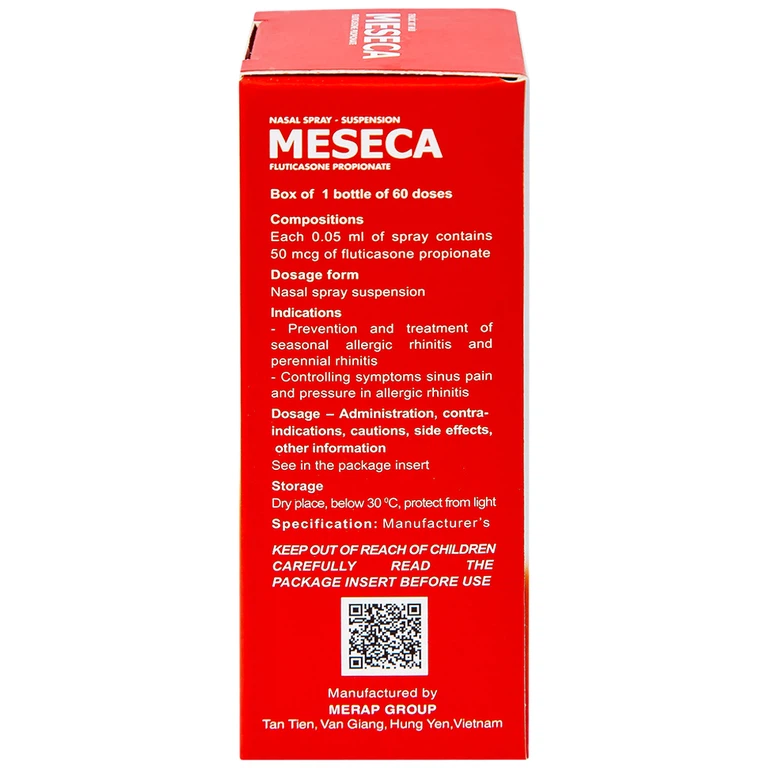 Thuốc xịt mũi Meseca Merap điều trị và dự phòng viêm mũi dị ứng (60 liều)