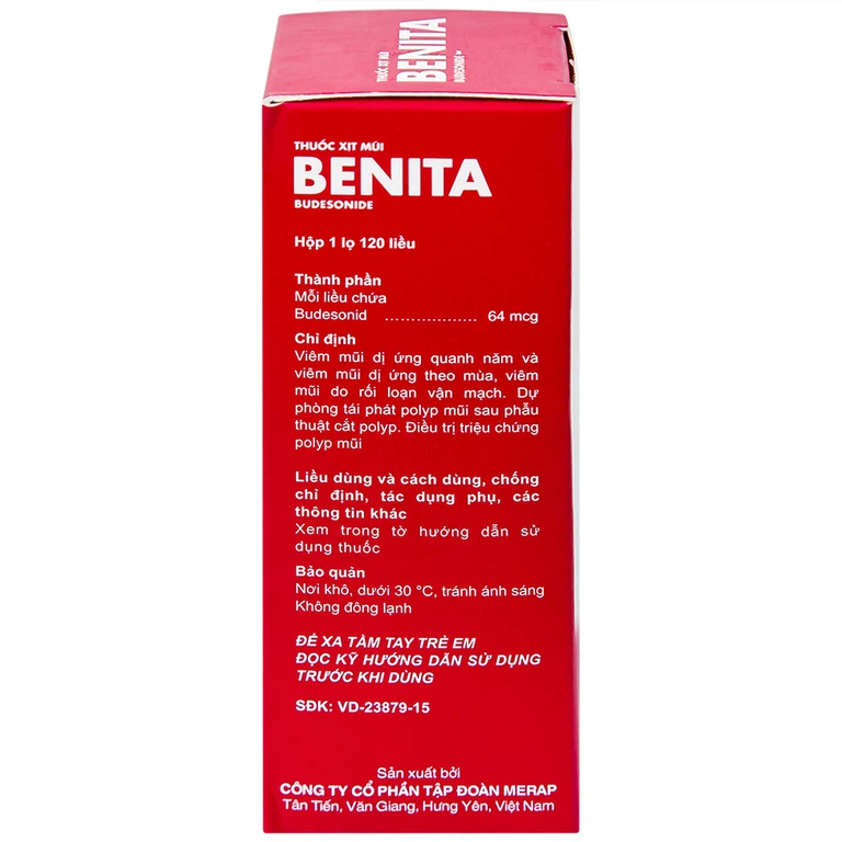 Thuốc xịt mũi Benita Merap điều trị viêm mũi dị ứng, polyp mũi (120 liều)