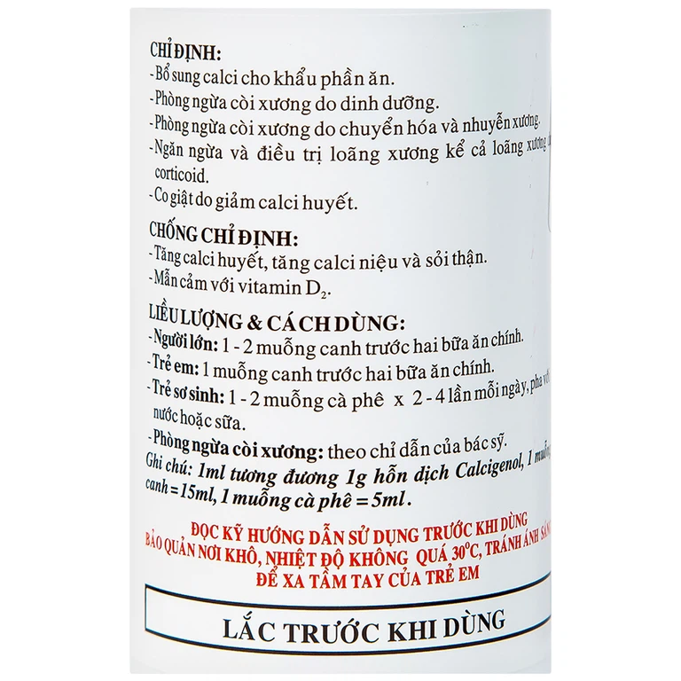 Dung dịch Calcigenol Vidipha bổ sung calci cho khẩu phần ăn, phòng ngừa còi xương do dinh dưỡng (360g)