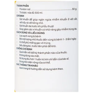 Dung dịch sát khuẩn Povidine 10% Pharmedic ngăn ngừa nhiễm khuẩn ở vết cắt, vết trầy (500ml)