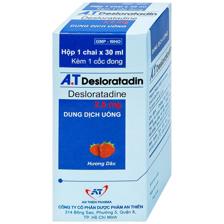 Dung dịch uống A.T Desloratadin An Thiên hương dâu giảm triệu chứng viêm mũi dị ứng, mày đay (30ml)