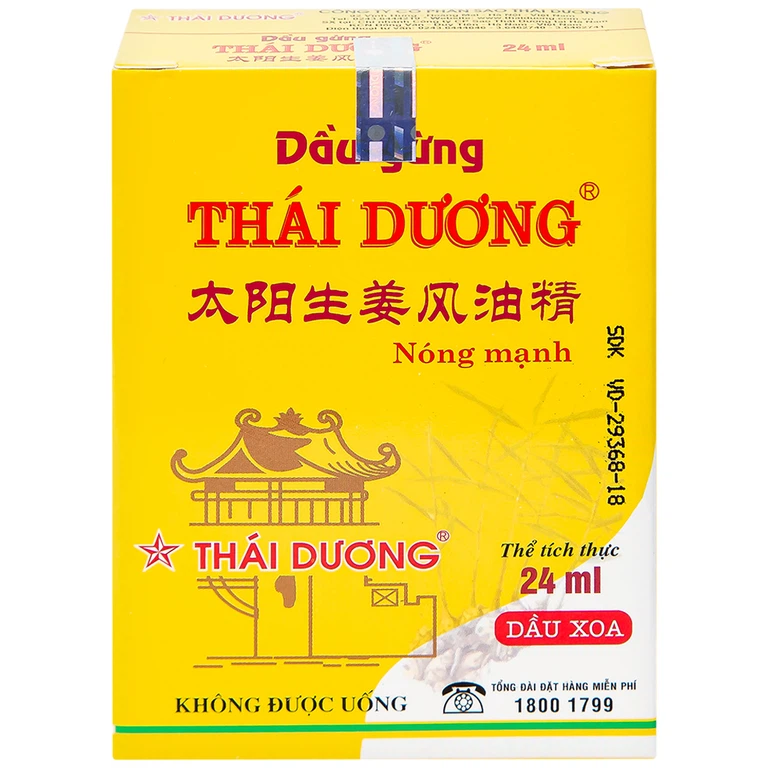 Dầu gừng Thái Dương điều trị đau đầu, đau lưng, đau dây thần kinh vai gáy (24ml)