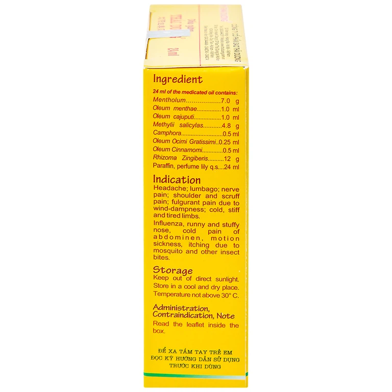 Dầu gừng Thái Dương điều trị đau đầu, đau lưng, đau dây thần kinh vai gáy (24ml)