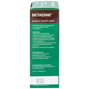Thuốc súc họng, súc miệng Betadine Gargle and Mouthwash điều trị viêm và nhiễm khuẩn miệng, họng (125ml)