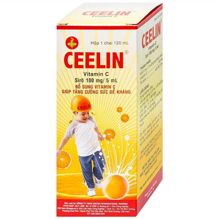 Siro Ceelin United bổ sung vitamin C, tăng cường sức đề kháng (120ml)