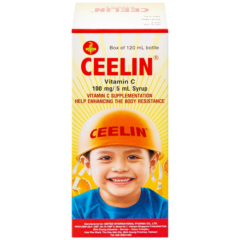 Siro Ceelin United bổ sung vitamin C, tăng cường sức đề kháng (120ml)
