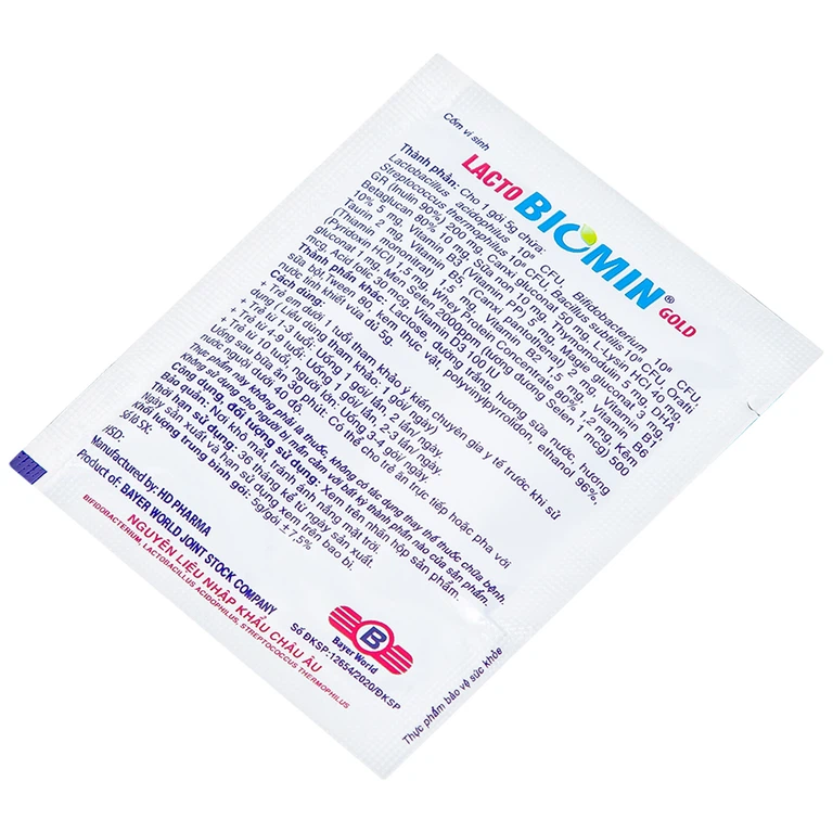 Cốm Lacto Biomin Gold hỗ trợ cải thiện hệ vi khuẩn đường ruột (20 gói)