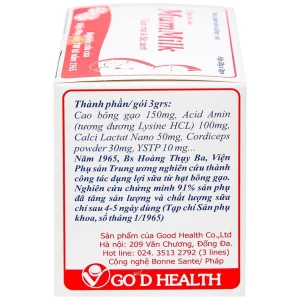Cốm lợi sữa Mum Milk GOD HEALTH tăng tiết sữa, tăng chất lượng sữa (20 gói x 3g)