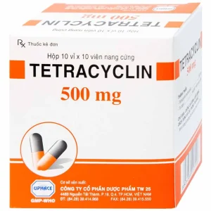 Thuốc Tetracyclin 500mg Uphace điều trị nhiễm khuẩn đường hô hấp (10 vỉ x 10 viên)