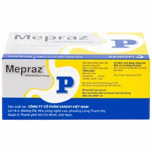 Viên nang cứng Mepraz 20mg Sanofi điều trị loét dạ dày tá tràng, viêm thực quản trào ngược (7 vỉ x 4 viên)