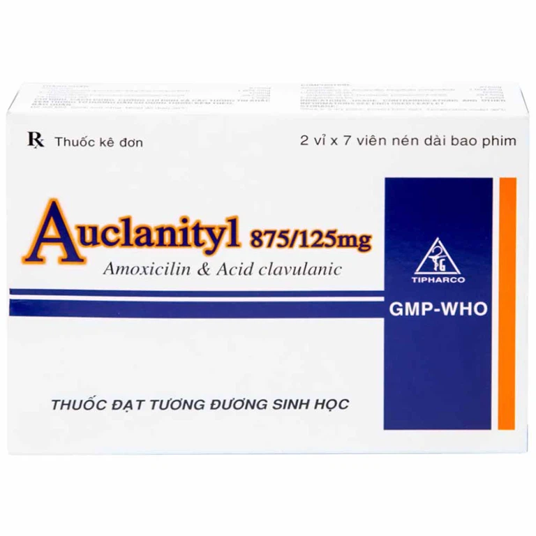 Thuốc Auclanityl 875/125mg Tipharco điều trị nhiễm khuẩn (2 vỉ x 7 viên)