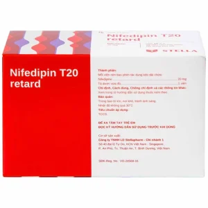 Viên nén Nifedipin T20 retard Stella dự phòng đau thắt ngực, điều trị tăng huyết áp (10 vỉ x 10 viên)