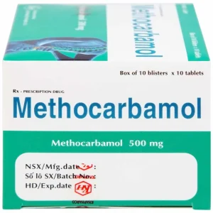 Viên nén Methocarbamol 500mg Khapharco điều trị ngắn hạn cơn đau, co thắt cơ, bong gân (10 vỉ x 10 viên)