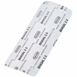 Thuốc Bihasal 2.5 Hasan điều trị tăng huyết áp, đau thắt ngực, suy tim mạn tính ổn định (5 vỉ x 10 viên)