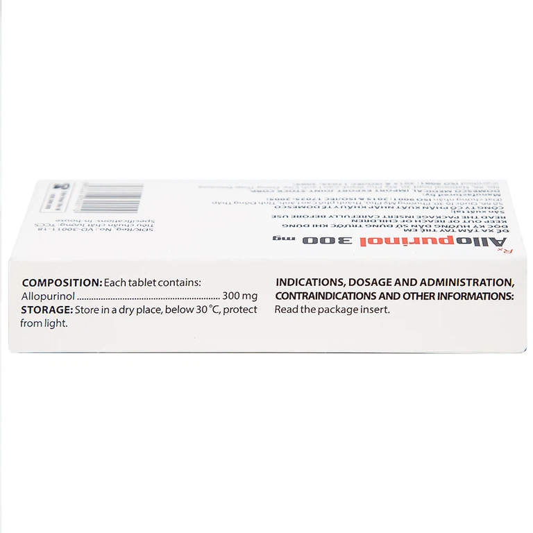 Thuốc Allopurinol 300mg Domesco điều trị tăng acid uric máu, sỏi thận (2 vỉ x 10 viên)