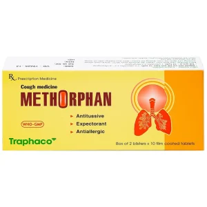 Thuốc ho Methorphan Traphaco cắt cơn ho, điều trị long đờm, chống dị ứng (2 vỉ x 10 viên)