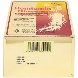 Thuốc Homtamin Ginseng Korea United cung cấp vitamin và muối khoáng (12 vỉ x 5 viên)