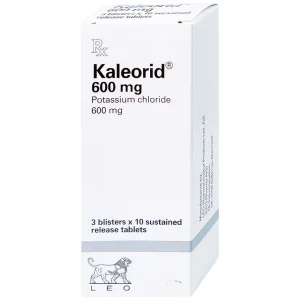 Viên nén Kaleorid 600mg LEO phòng ngừa và điều trị giảm kali huyết (3 vỉ x 10 viên)